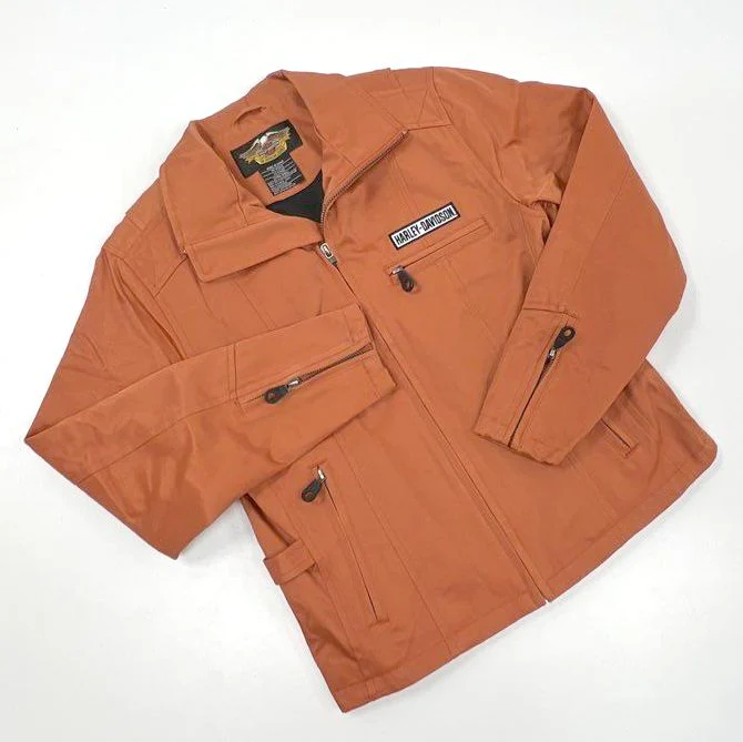 Vintage Harley-Davidson Women's Cotton Nylon Rider Jacket Rust Orange Sz XS